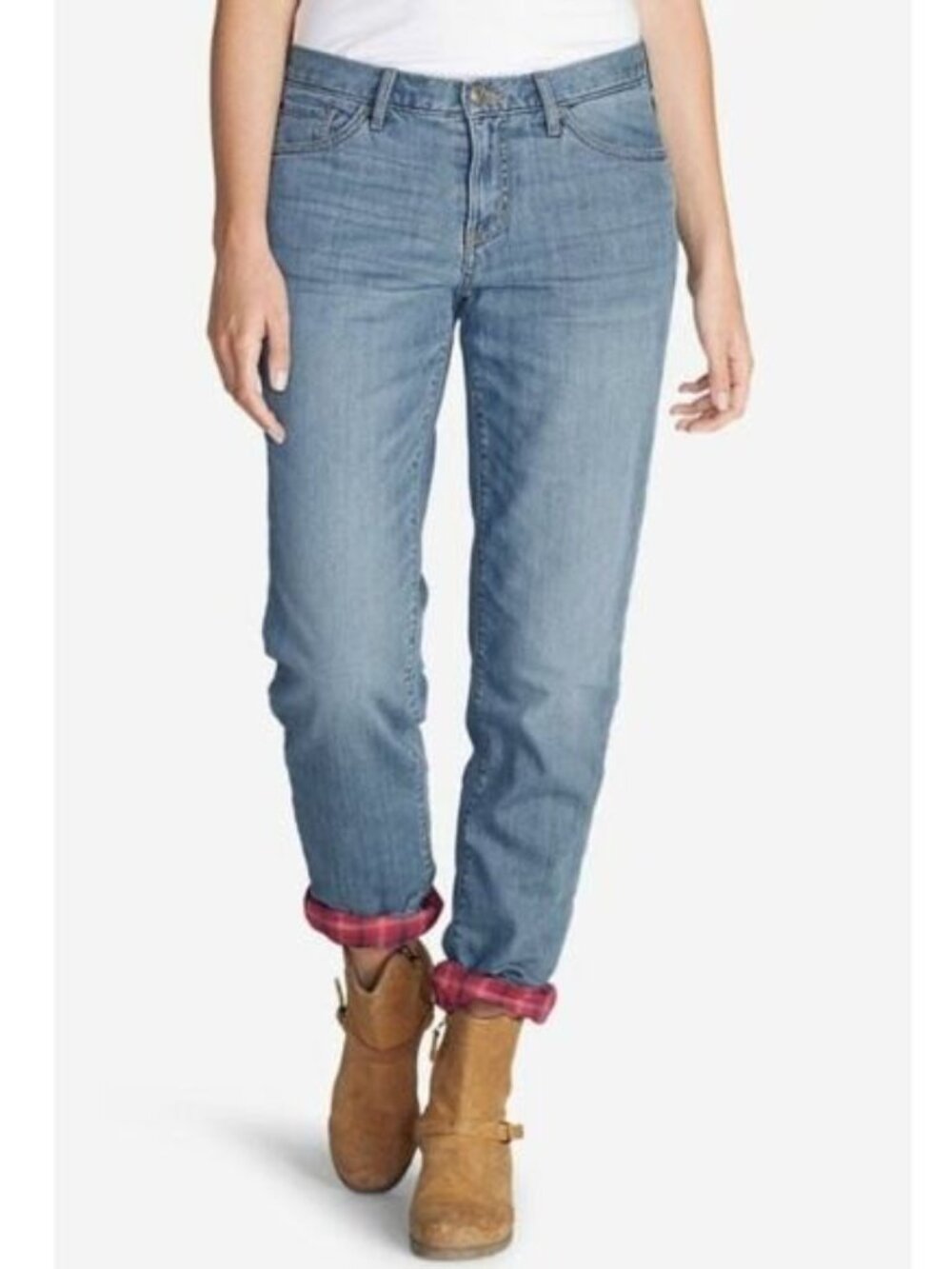 Eddie Bauer Womens Flannel Lined Relaxed Boyfriend Mid Rise Jeans 34